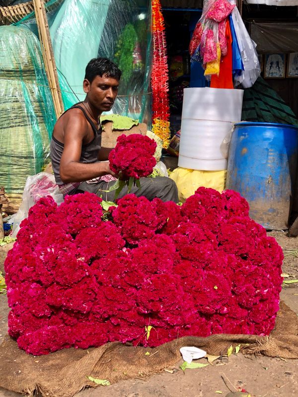 Blumenverkäufer in Kalkutta, Indien